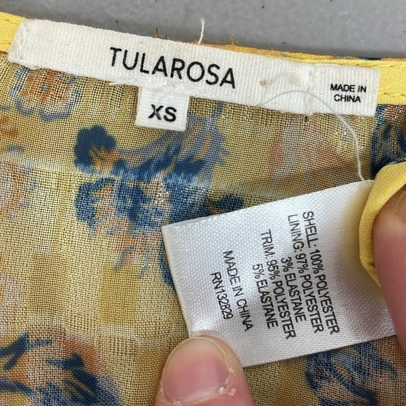Tularosa Bodysuit Women's X Small XS Yellow Floral Long Sleeve Metallic - Picture 12 of 15